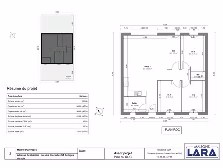 vente maison neuf 4 pièces 81m2 saint-georges-du-bois - 158900 € - surface privée