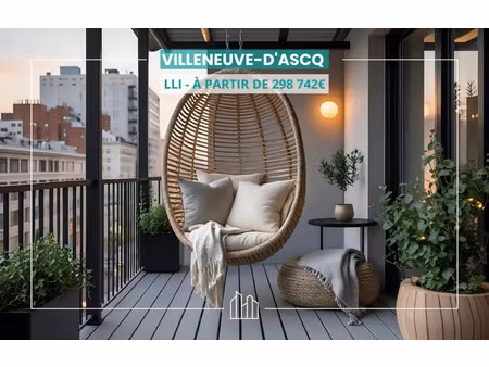 vente appartement neuf 3 pièces 66m2 villeneuve-d'ascq - 303325 € - surface privée