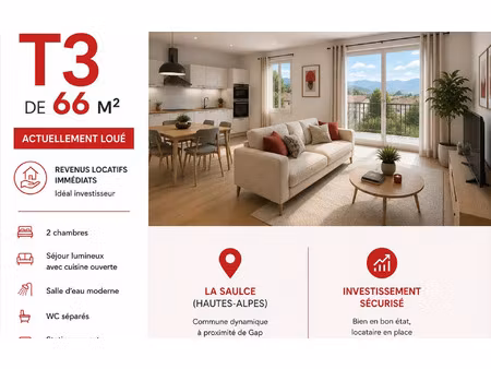 appartement la saulce 66.54 m² t-3 à vendre  155 000 €