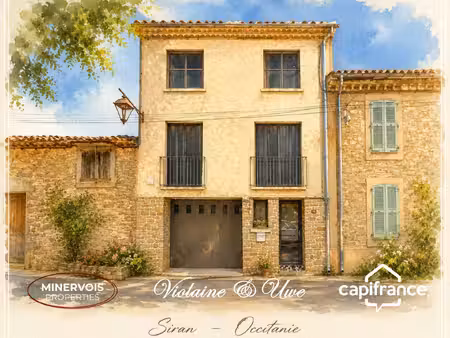 maison en pierre rénovée avec grand garage  terrasse  cour et terrain – siran (34210)