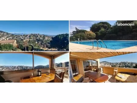 super cannes : 3p de 56m² avec vue panoramique  terrasse  loggia et piscine