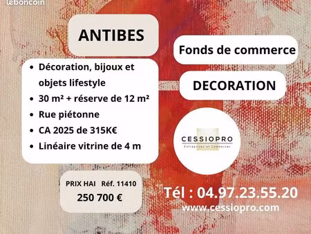 décoration  fonds de commerce 30 m² antibes