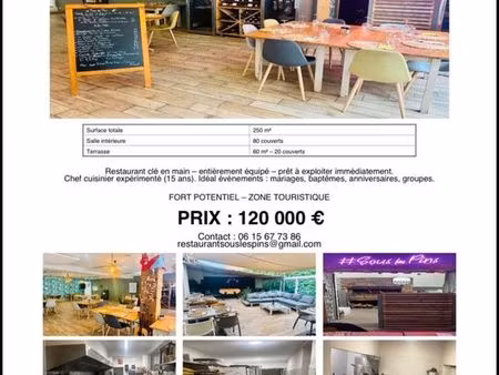 vend fond de commerce restaurant