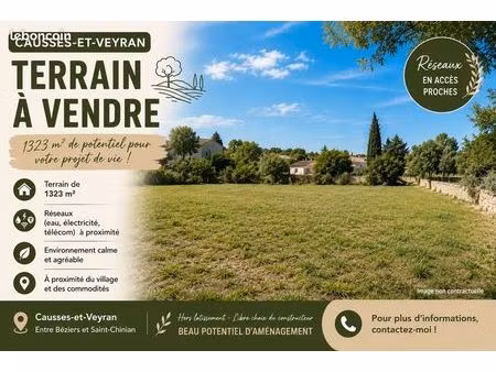 terrain 1 323 m² causses et veyran