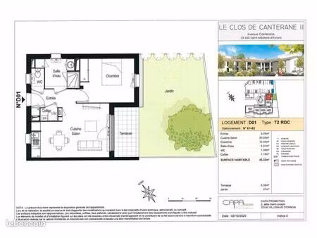 appartement 2 pièces 43 m²