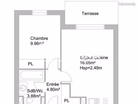 appartement 2 pièces 33 m²