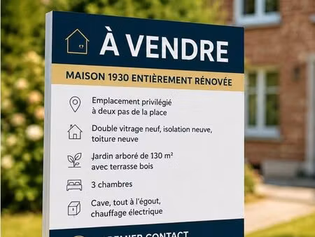 maison 1930 entièrement rénovée – 3 chambres – jardin arboré – 3 min du centre de linselle