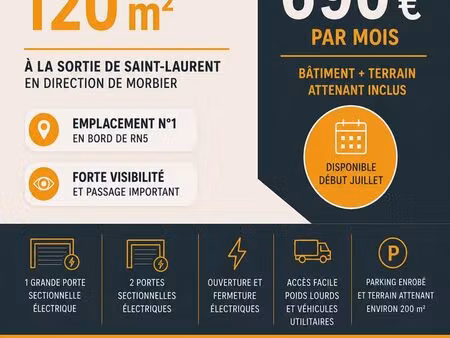 local d’activité / stockage de 120 m² à louer