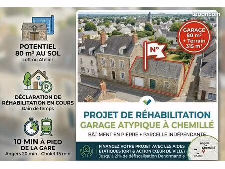 projet de réhabilitation : garage de 80 m² sur parcelle de 315 m² – chemillé