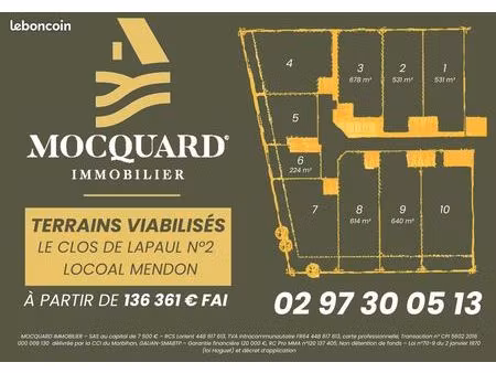terrain 531 m² locoal-mendon