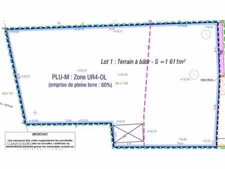 terrain 1611m2 constructible