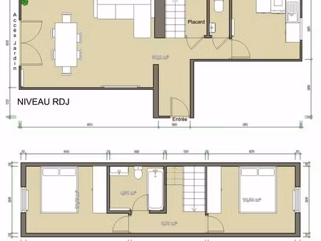 f3 duplex avec jardin 65 m2  secteur villers clairlieu