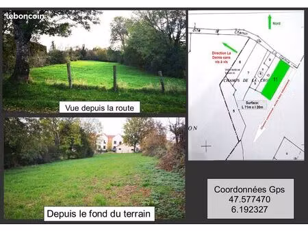 beau terrain à bâtir 33 e/m2  1570m2 à 9mn de vesoul. vente part à p possible