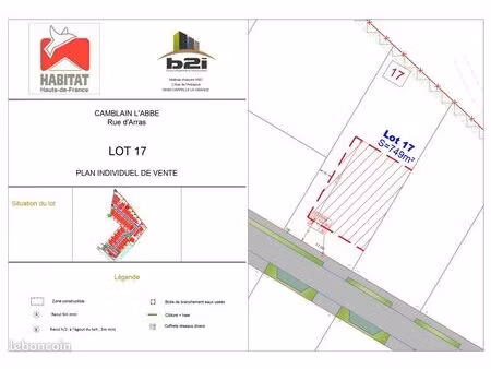 terrain 441 m² camblain l abbe
