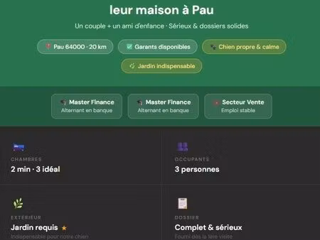 3 colocataires sérieux cherchent maison avec jardin – pau et 20 km
