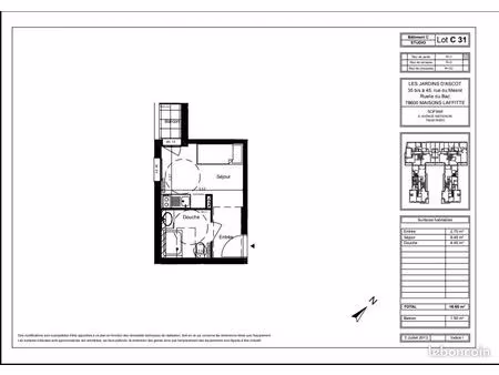 studio 1 pièce 17 m²