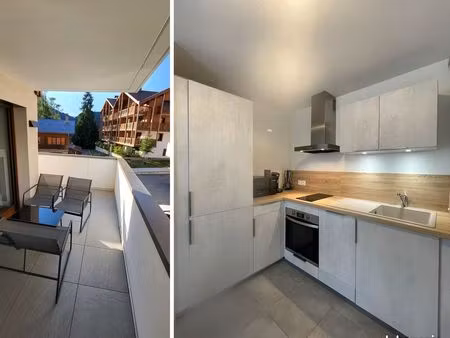 studio meublé 28 m² – grand balcon – garage box sécurisé – centre village