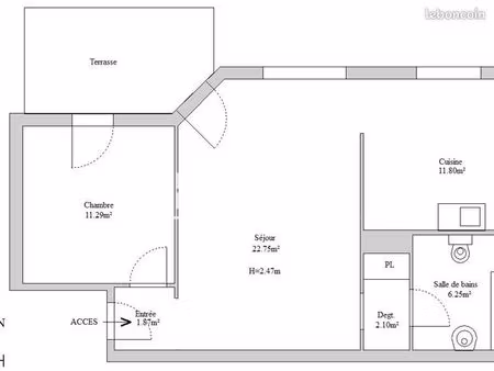 appartement 2 pièces 56 m²