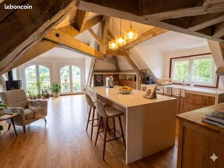superbe duplex meublé 118 m² — 3 chambres  vue seine & forêt de fontainebleau