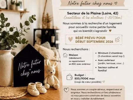 location maison ou appartement pour jeune couple avec un futur bébé