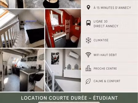 studio cosy meublé à 15 min d’annecy – bail étudiant / mobilité