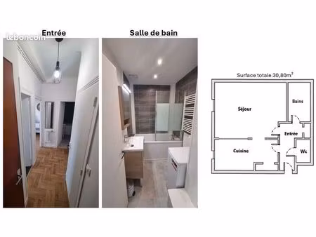 lumineux t1 31m² - centre-ville - rénové & meublé