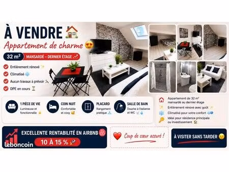 appartement de charme entièrement meublé  équipe et climatisé