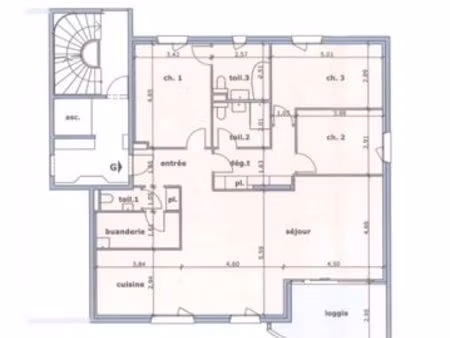 appartement de standing 133m2- 3 chambres - park jean monnet