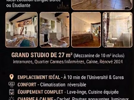 charmant t1 bis meublé  im  clim & lave-linge  longue durée