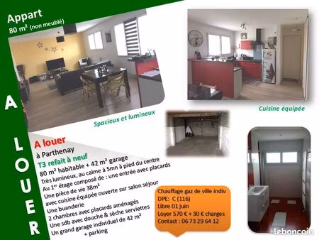 location appartement 80m² t3