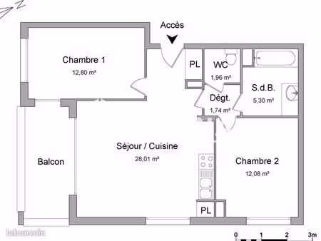 appartement 3 pièces 61 m²