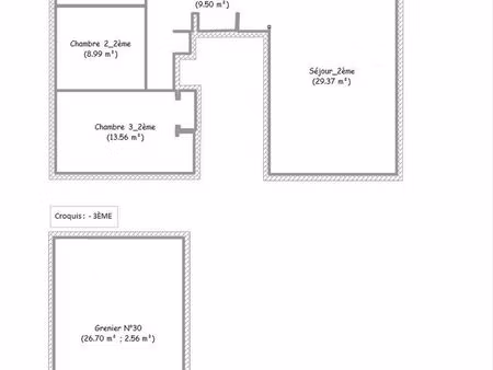 appartement f4 avec grenier  garage et parking