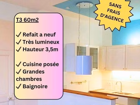 t3 meublé plein centre