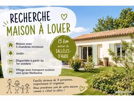 famille sérieuse recherche maison 3 chambres
