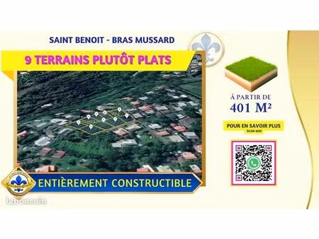 terrain 401 m² saint-benoît