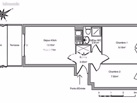 appartement 2 pièces 35 m²