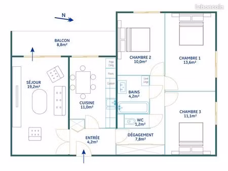 appartement 4pièces 82m²