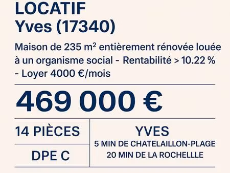 investissement locatif : maison 235 m² entièrement rénovée – rentabilité>10.22% - proche l