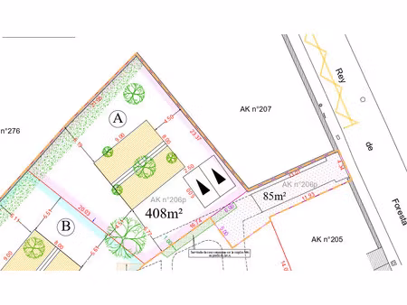 terrain constructible de 408 m² à montmorency (rue de grétry)  exposition est  vue jardin/
