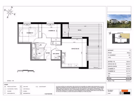 sciez - appartement t3 - 65.58m²