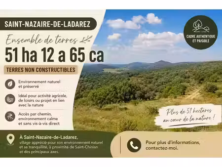 saint-nazaire-de-ladarez (34) – ensemble de terres de 51 ha 12 a 65 ca
