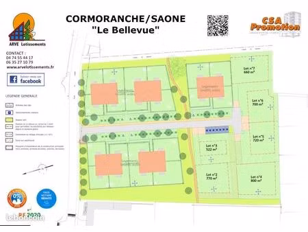 terrain 522 m² cormoranche sur saone