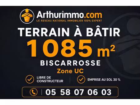 vente terrain 1085 m2 à biscarrosse