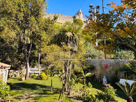 maison d'exception avec jardin exotique face à la cité de carcassonne