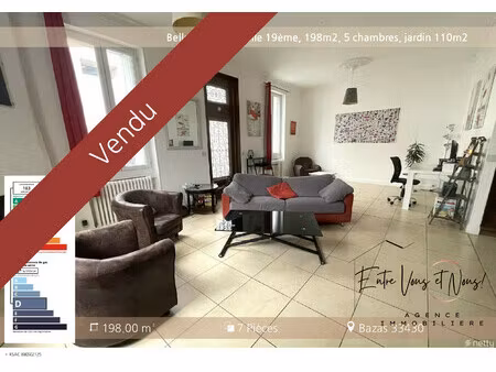 belle maison de ville 19ème  198m2  5 chambres  jardin 110m2