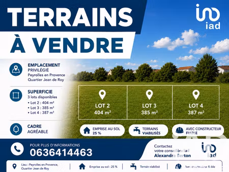 vente terrain à peyrolles-en-provence (13860) : à vendre / 385m² peyrolles-en-provence