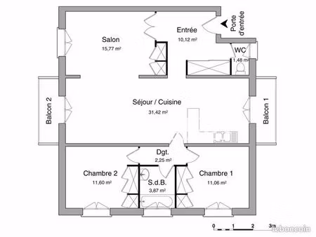 appartement 4 pièces 87 m²