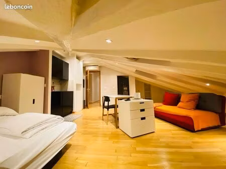 magnifique studio  luxueux  neuf  entièrement rénové. au calme. comble aménagé. / edhec