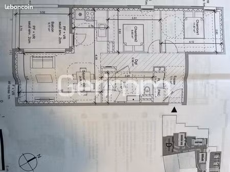 appartement 3 pièces 63 m²