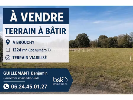 vente terrain 1224 m² à brouchy (80400)  37 200 €